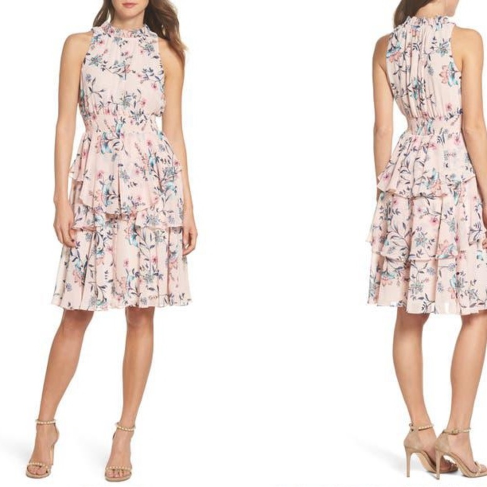 Eliza J pink floral dress